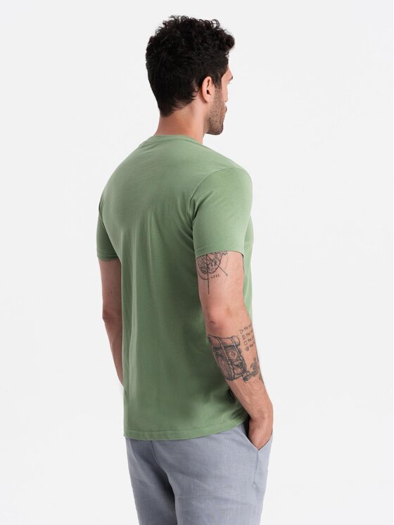 Ombre Ombre T-Shirt OM-TSBS-0145 Zelená Regular Fit