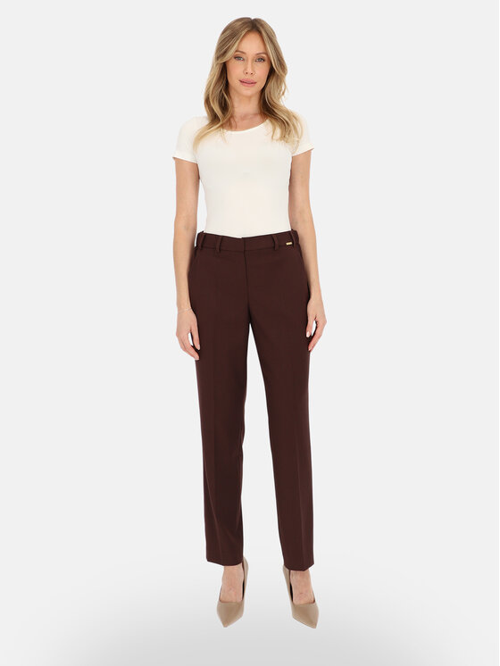 Potis & Verso Potis & Verso Spodnie materiałowe Diana Brązowy Regular Fit