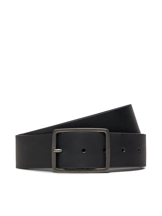 Tommy Hilfiger Pánsky opasok Jeans Buckle 4.0 Texture AM0AM12177 Čierna