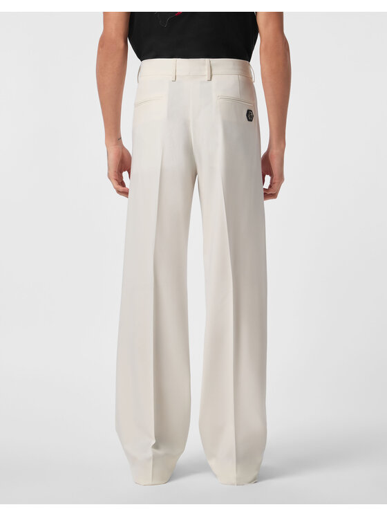 PHILIPP PLEIN PHILIPP PLEIN Spodnie materiałowe 24721 Biały Wide Fit