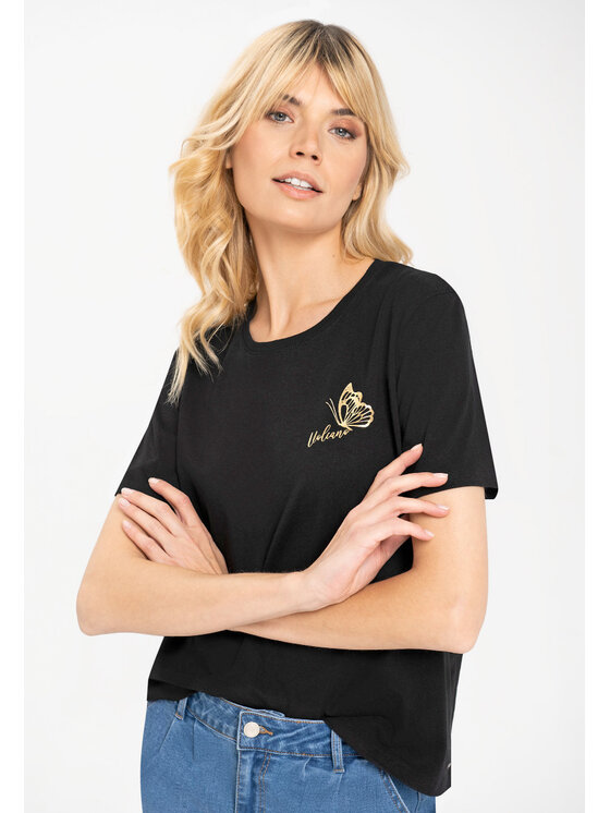 Volcano Volcano T-Shirt T-MAGGIE Czarny Regular Fit