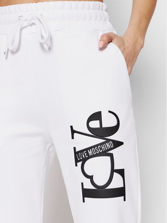 LOVE MOSCHINO LOVE MOSCHINO Spodnji del trenirke W155606M 4266 Bela Regular Fit