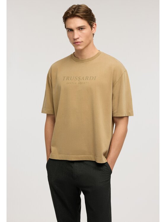 Trussardi Trussardi T-Shirt G0758000232N041 Kremowy Over Fit