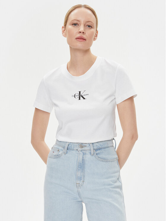 Calvin Klein Jeans Calvin Klein Jeans T-shirt Monologo J20J222564 Bijela Slim Fit