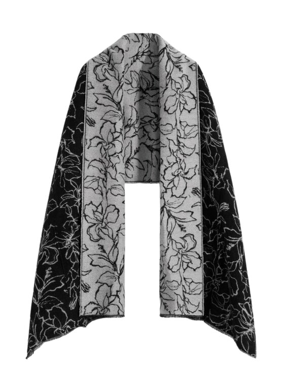 Desigual Desigual Κασκόλ Sciarpa mantella fiori reversibile Μαύρο