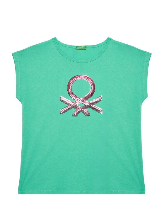 United Colors Of Benetton T-Shirt 3I1XC10P1 Zielony Regular Fit