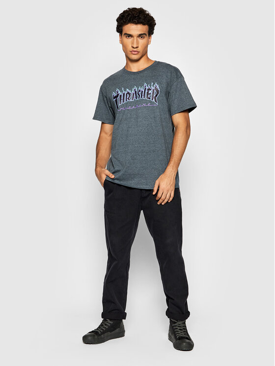 Thrasher Thrasher T-Shirt Flame Dunkelblau Regular Fit