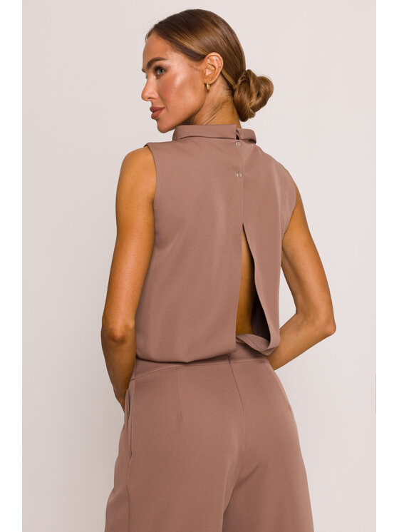 Made of Emotion Made of Emotion Kombinezon M382 Brązowy Wide Leg