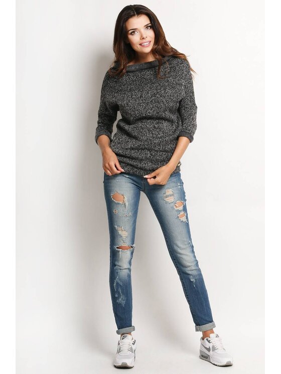 Awama Awama Sweter A121 Szary Basic Fit