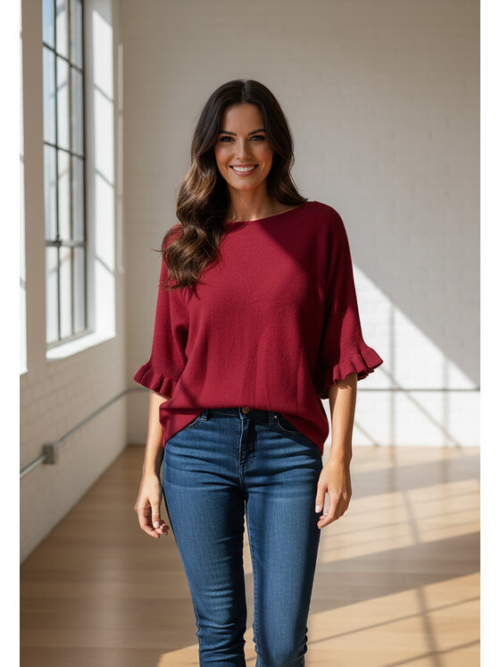 FIGL FIGL Sweter M1257 Bordowy Regular Fit