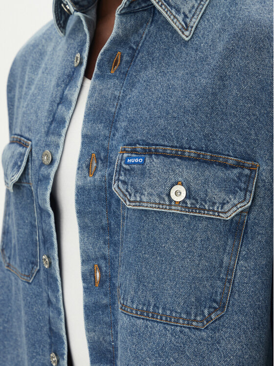 HUGO HUGO Koszula jeansowa Ebolt 50513853 Granatowy Oversize