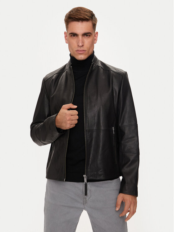 HUGO Hugo Odinė striukė Lokis-3 50516869 Juoda Slim Fit