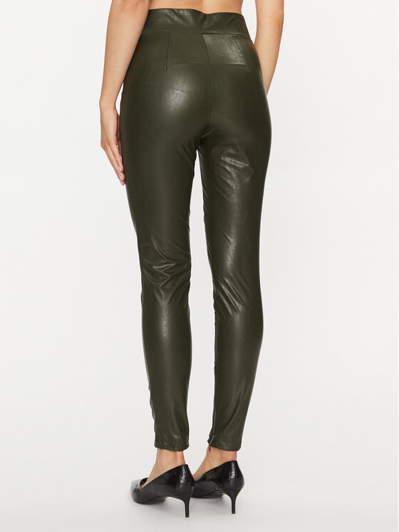 Guess Guess Pantaloni din imitație de piele Priscilla W2YB16 WEPI0 Verde Slim Fit