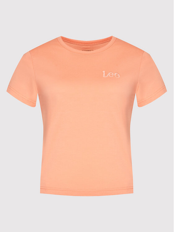 Lee Lee T-Shirt Shrunken L44TETUS 112145186 Pomarańczowy Slim Fit