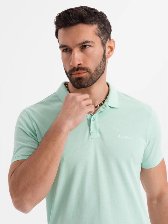 Ombre Ombre Polo OM-POSS-0103 Zielony Regular Fit