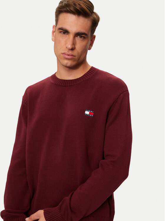 Tommy Jeans Tommy Jeans Sweter Badge DM0DM20706 Bordowy Regular Fit