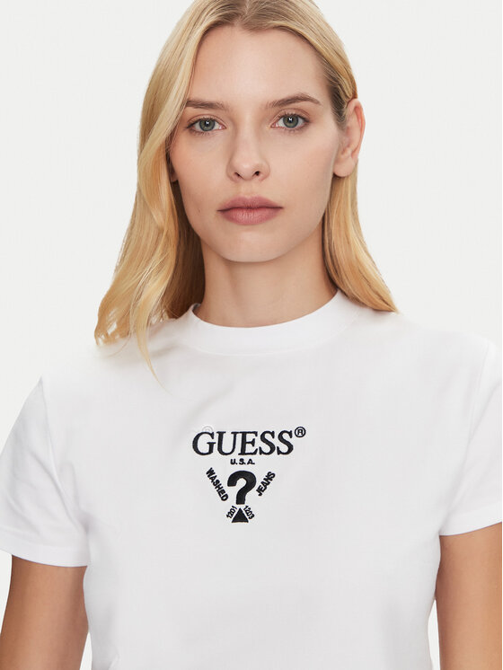 Guess Guess Marškinėliai V4YI20 KCDH1 Balta Boxy Fit