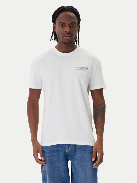 Tommy Jeans Tommy Jeans Tricou Poster DM0DM22541 Alb Regular Fit