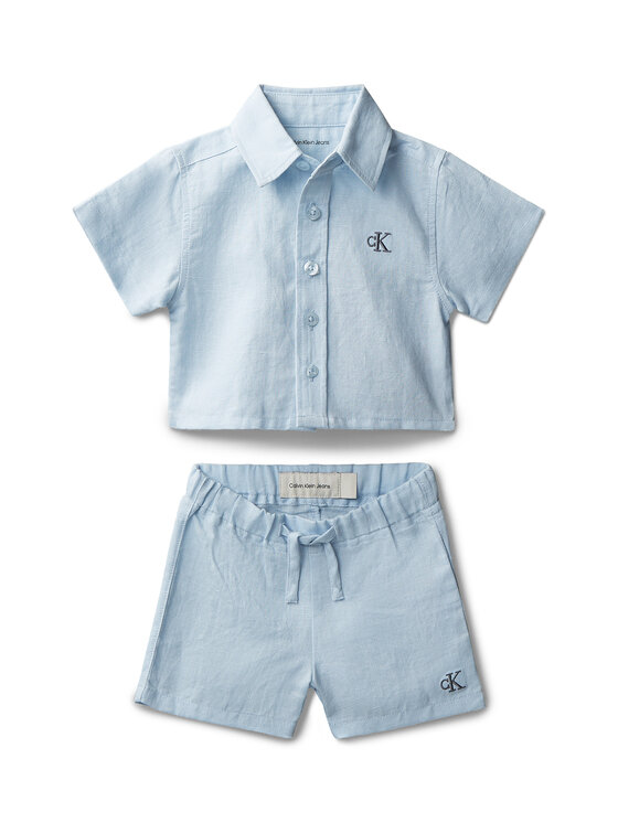 Calvin Klein Jeans Súprava košeľa a športové šortky LVCKSJI13B Svetlo modrá Regular Fit