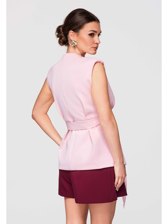 Ombre Ombre Kamizelka OW-VE-E0001 Różowy Slim Fit