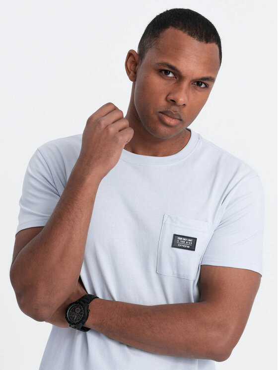 Ombre Ombre T-Shirt OM-TSCT-0109 Błękitny Classic Fit