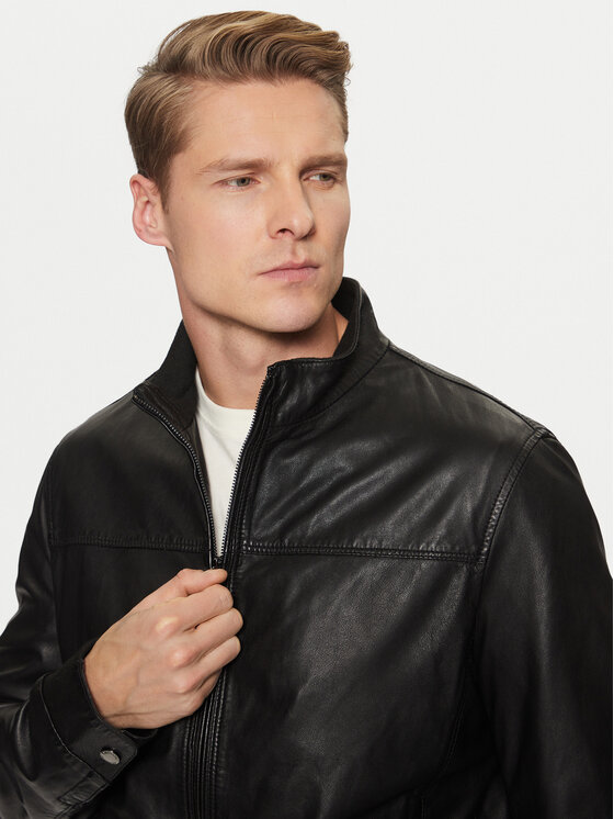 Milestone Milestone Шкіряна куртка Gilberto 511059 60395 Чорний Regular Fit