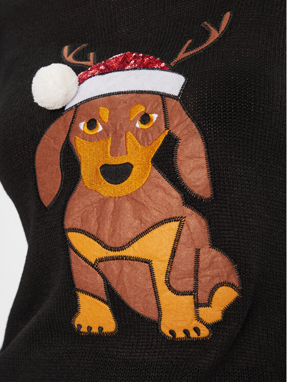 Brave Soul Brave Soul Pullover LKX-230XMASDOG Schwarz Regular Fit