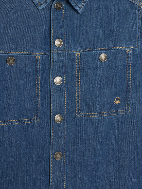 United Colors Of Benetton United Colors Of Benetton Jeanshemd 5AD6CQ04C Blau Oversize