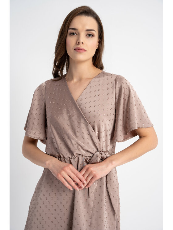 CLICK CLICK Letné šaty 60-6109 Béžová Comfortable Fit