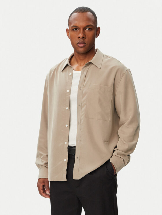 Calvin Klein Cămașă Ls Drapey LV04LF113G Bej închis Regular Fit