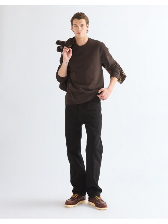 Wrangler Wrangler T-Shirt LS TEE Brązowy Regular Fit