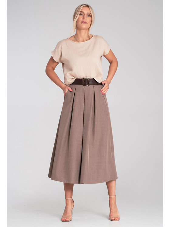 FIGL FIGL Spódnica midi M1201 Brązowy Flared Fit