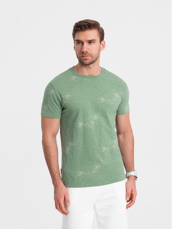 Ombre Ombre T-Shirt OM-TSFP-0179 Zelená Regular Fit