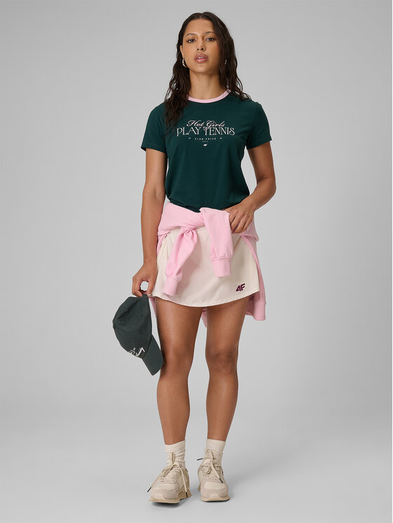 4F 4F T-Shirt COURT SOCIETY Zielony ciemny Regular Fit