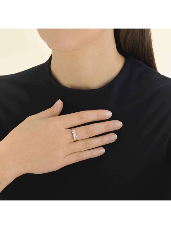 Rosefield Rosefield Pierścionek Oval Crystal Ring Złoty