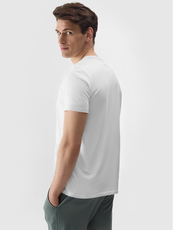 4F 4F T-Shirt 4FWSS24 TTSHM1154 10S BIAŁY L Biały Regular Fit