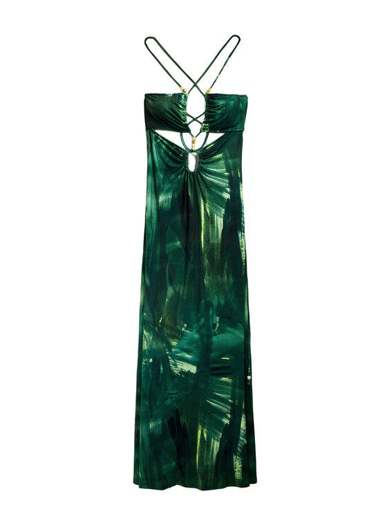 Desigual Desigual Letní šaty Montpellier 25SWVK55 Zelená Slim Fit