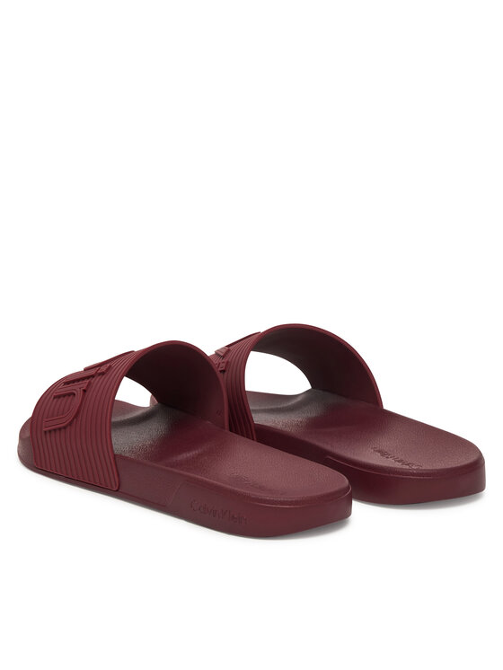 Calvin Klein Calvin Klein Šľapky Nemo - Contoured Emblem Logo Sliders HM0HM02113 Bordová