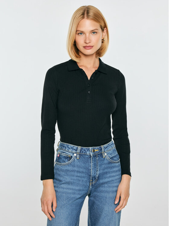 BIG STAR BIG STAR Bluzka DELFINA Czarny Slim Fit