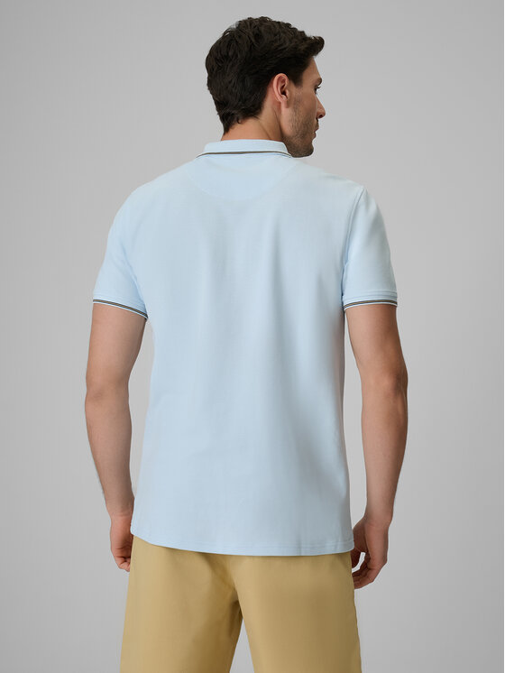 4F 4F Polo LAKESIDE ESCAPE Niebieski jasny Regular Fit