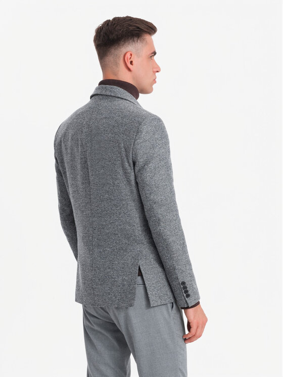 Ombre Ombre Marynarka OM-BLZB-0138 Szary Regular Fit
