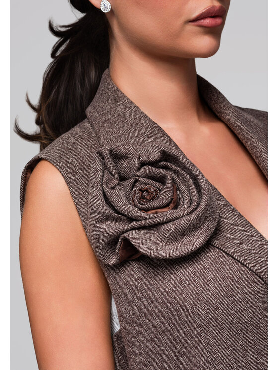 Ombre Ombre Kamizelka LW-BLZV-0102 Brązowy Regular Fit