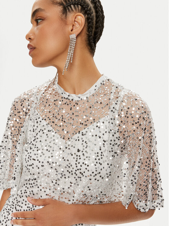 Vila Vila Abito da sera Vidance S/S 14103264 Argento Regular Fit