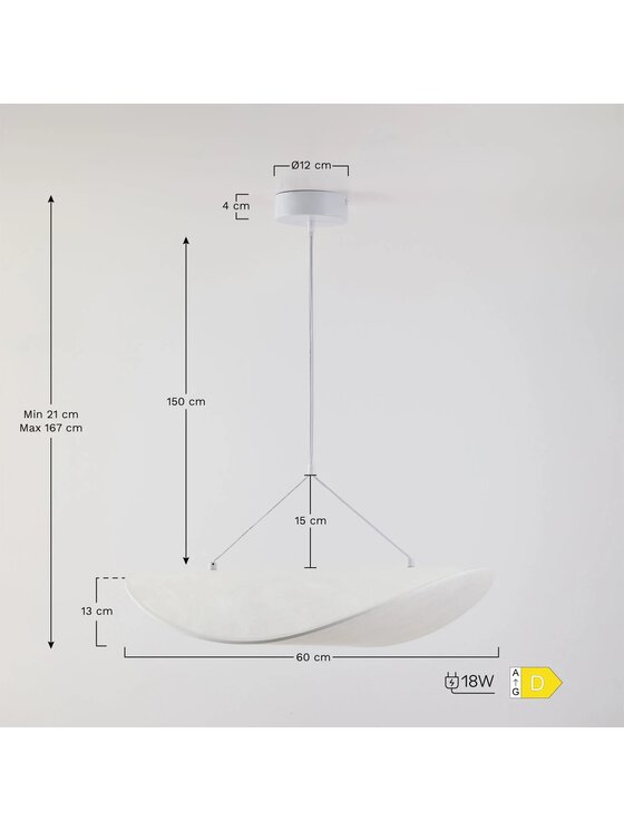 MIAhome MIAhome Lampa wisząca LED w tkaninie Zelvon Biały