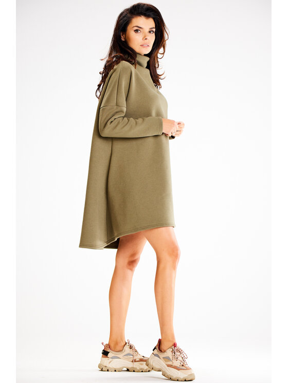 Awama Awama Úpletové šaty A609 Khaki Basic Fit