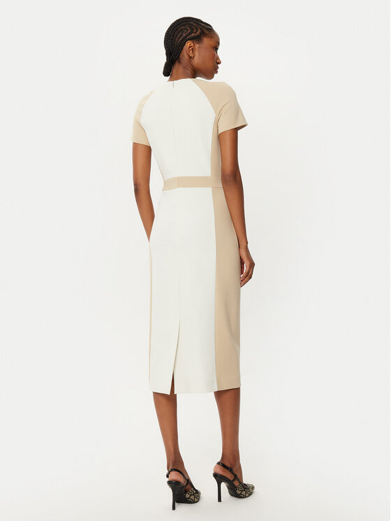 BOSS BOSS Cocktail obleka Darsa 50532526 Écru Regular Fit