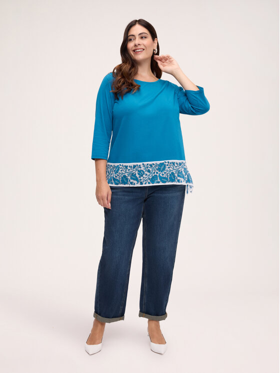 Fiorella Rubino Fiorella Rubino Bluzka G025L009422N0Z4 Turkusowy Regular Fit