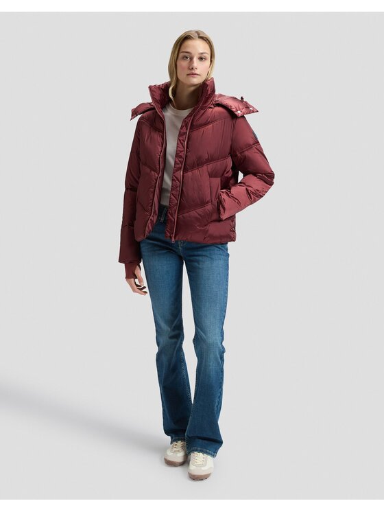Lee Lee Kurtka puchowa SHORT HOODED PUFFER Czerwony Regular Fit