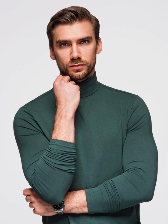 Ombre Ombre Longsleeve OM-LSCL-0130 Zielony Slim Fit