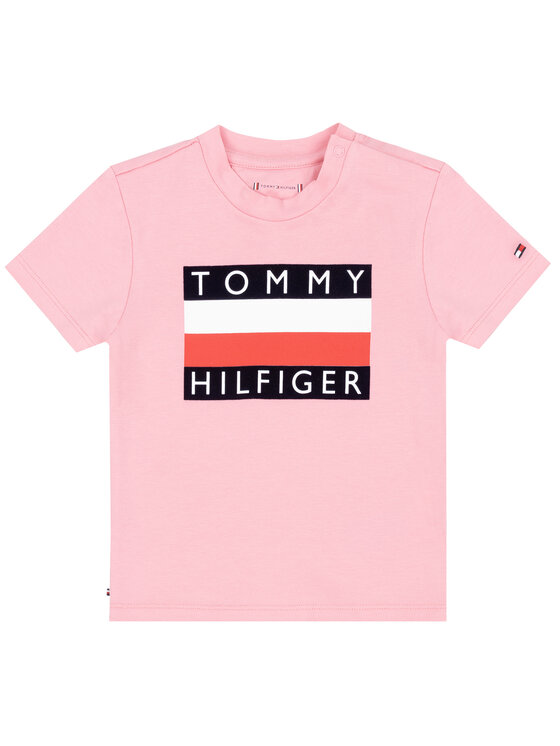 Tommy Hilfiger Tommy Hilfiger T-Shirt Flag KN0KN01122 Różowy Regular Fit